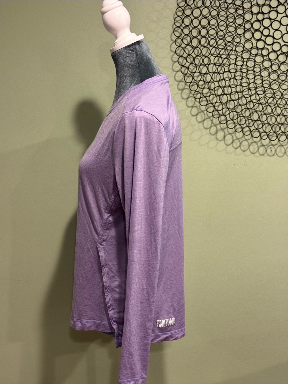 Smartwool Active Long Sleeve Crew Top Womens L Lavender Purple Merino Blend - Picture 2 of 7